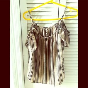 Shoulder off woman blouse